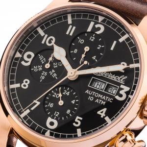 Ingersoll I02201 Mens Watch The Armstrong Automatic Stainless Steel Polished Dial Black Strap Strap  Color  Brown